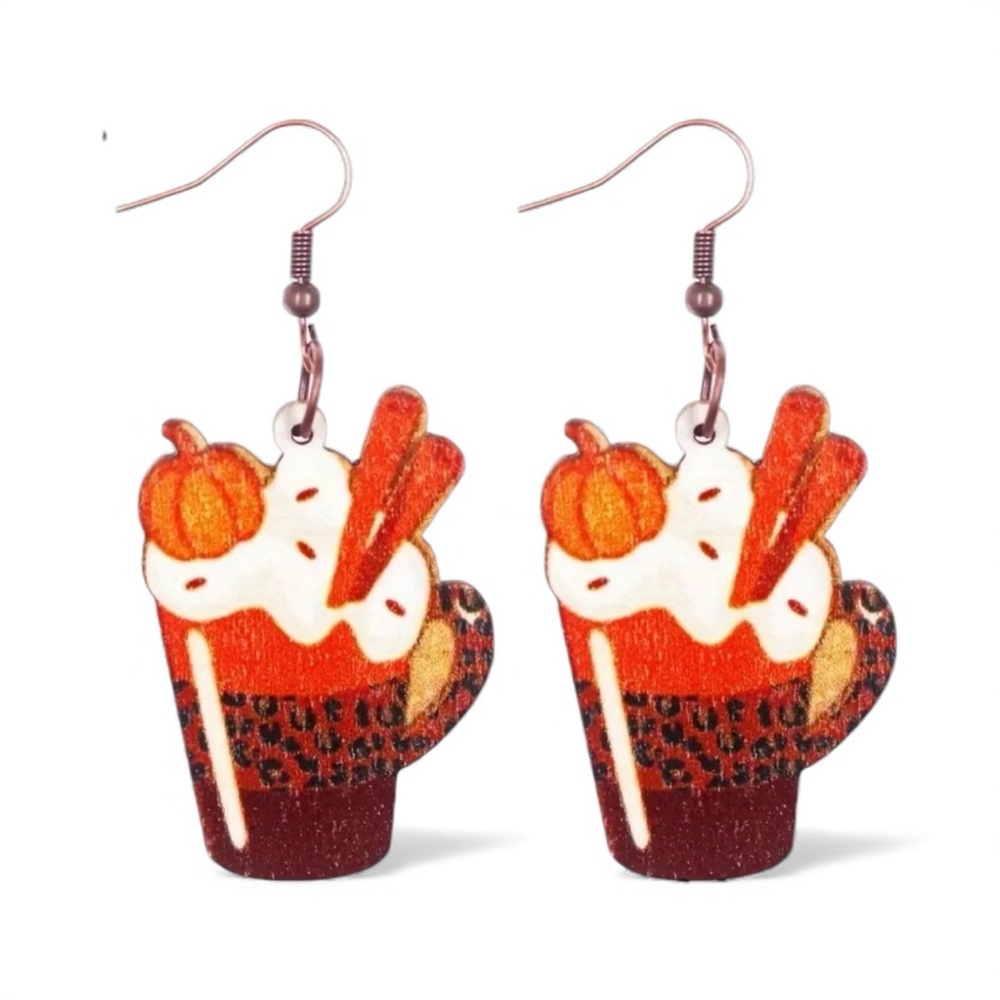 Pumpkin Latte Animal Print Dangle Earrings